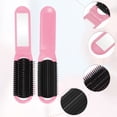thumbnail image 3 of Unique Bargains 1 Pc Women's Portable Foldable Mirror Comb Travel for Curly Straight Dry Hair Pink, 3 of 6