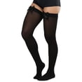 thumbnail image 3 of ToBeInStyle Womens Beautiful Satin Bow Opaque Thigh High Stockings - Black w/ Black Bow - One Size Plus, 3 of 7