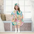 thumbnail image 7 of FORMRS Wearable Blanket Hoodie with Sleeves for Kids Cozy Flannel Sweatshirt, Pink Checkered Daisy, 7 of 7
