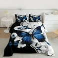 thumbnail image 2 of Homewish 3D Cartoon Butterflies Bedding Comforter Set,Retro Rustic Floral Twin Comforter Sets,Blue White Black Bedding Set For Girls Teens,Breathable Home Decor Reversible,2-Piece, 2 of 8
