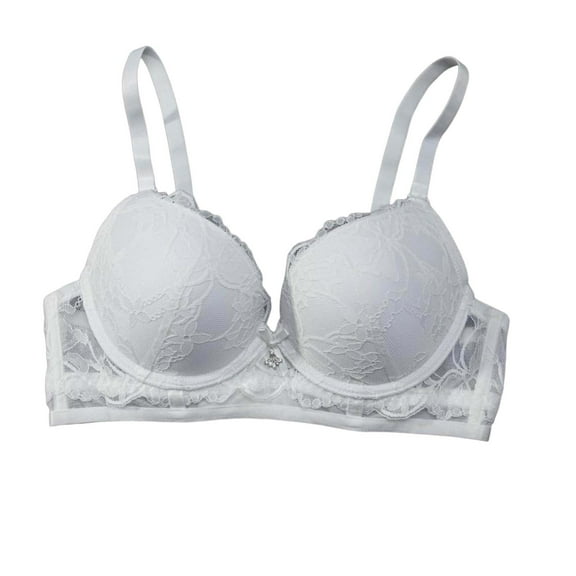 GEWSEY Women's Backless Comfort Bra Lift T-Shirt Bra Floral Lace Everyday Bras (White, XL)