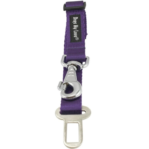 Dogs My Love Adjustable 15"-25 Long Leash Car Seat Dog Safety Belt 1" Wide Vehicle Lead Large (Purple)