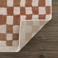 thumbnail image 4 of BoutiqueRugs Benjy Modern Checkered Area Rug - Contemporary Geometric Carpet for Living Room, Bedroom, Kids Room, Nursery - Cream, Somon, Rust - 6'7" x 9' (6x9), 4 of 11