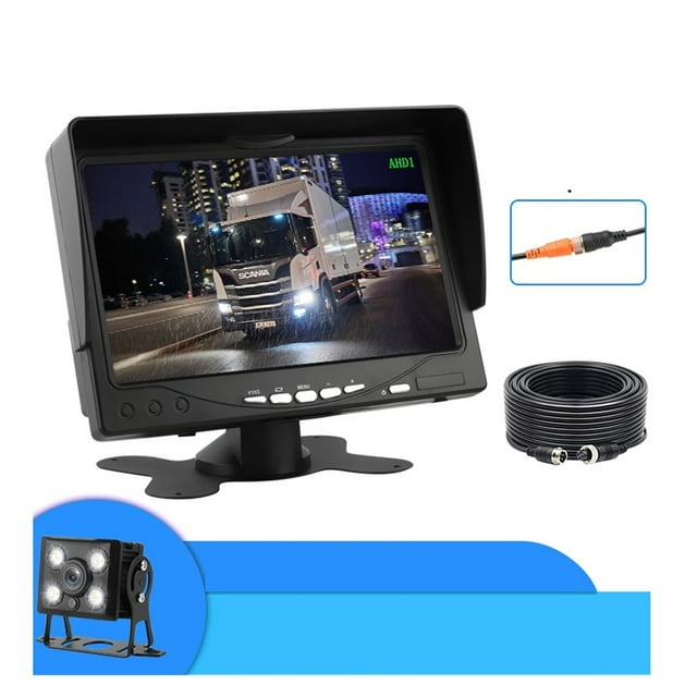 7 Inch Rearview Camera 1080P LCD Car Monitor Screen Revers Parking System Night Vision Waterproof For Auto Truck RV ,Clear Night Vision