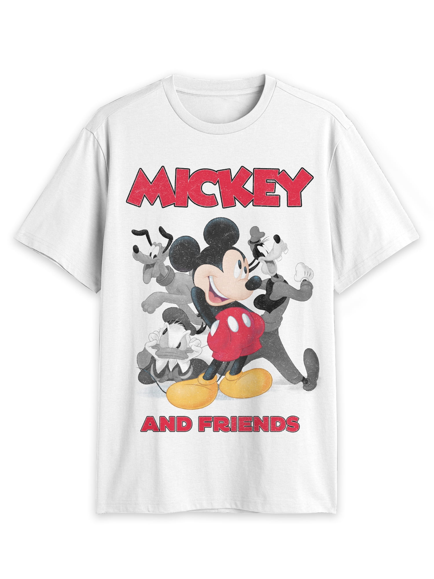 Disney Men's & Big Men's Mickey & Friends Original Crew Graphic Tee Shirt, 2-Pack, Sizes S-3XL