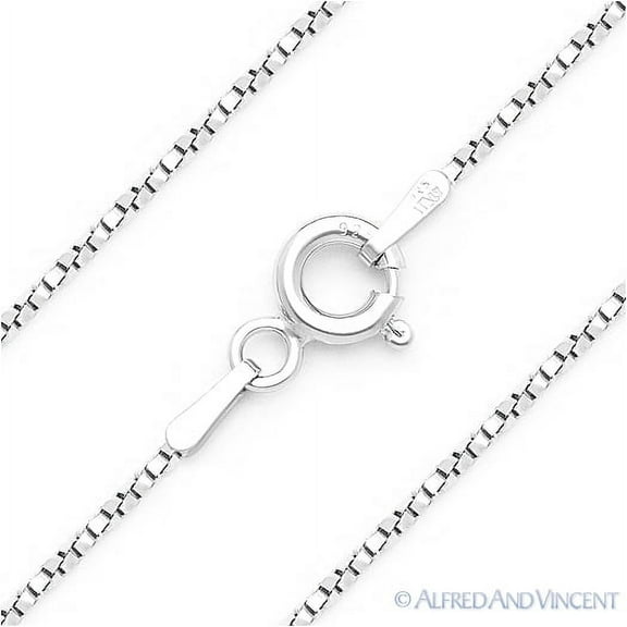 1.2mm Twist-Box Link Italian Chain Necklace in Solid .925 Sterling Silver w/ Rhodium