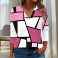 thumbnail image 2 of Women's Relaxed Fit 3/4 Sleeve Blouse, Printed V-Neck Top, 2 of 6