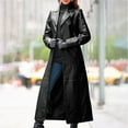 thumbnail image 2 of Winter Warm Coats for Women, Ladies Sexy Autumn and Solid Long Leather Coat Imitation Leather Windbreaker Coat Jackets Black L, 2 of 6