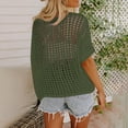 thumbnail image 4 of Womens Short Sleeve Sweaters Scoop Neck Summer Beach Cover up Casual Crochet Hollow Out Knit Tops Pullover Shirts, 4 of 6