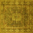 thumbnail image 1 of Ahgly Company Machine Washable Indoor Square Medallion Yellow Traditional Area Rugs, 7' Square, 1 of 4