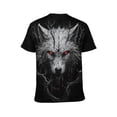 thumbnail image 2 of LAOLIUSN Men's 3D Graphic Tees, Dark Fantasy Wolf Red Eyes T-Shirt, Gothic Streetwear Short Sleeve Animal Print Shirt,,2XL, 2 of 7