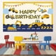 thumbnail image 3 of Construction Theme Happy Birthday Decoration Digger Excavator Truck Banner Dump Truck Excavator Crane Birthday Backdrop Photography Background for Boy, 3 of 4