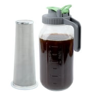 Cold Brew Coffee Maker Mason Jar 2 Quart Iced Coffee Pitcher 64oz With Filter Half Gallon Glass Mason Pitcher Spout Lid With Handle For Fridge Iced Coffee Tea Lemonade Fruit Drinks Container