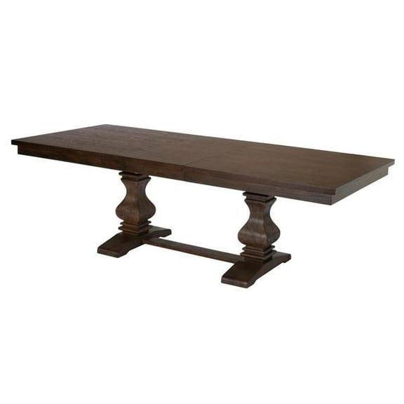 Maklaine Walnut Wood Extendable Dining Table with Removeable 18" Leaf