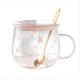 thumbnail image 1 of de Café de Cristal Creativa de 400 Ml, de Agua Transparente Resistente Al con Asa, Tapa, Cuchara, B, 1 of 5