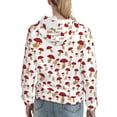 thumbnail image 7 of Fotbe Red Mushroom Pattern Womens Long Sleeve Hoodie, Pullover Hooded Sweatshirt, Kangaroo Pocket Hoodie with Eye-catching Drawstrings-Small, 7 of 7