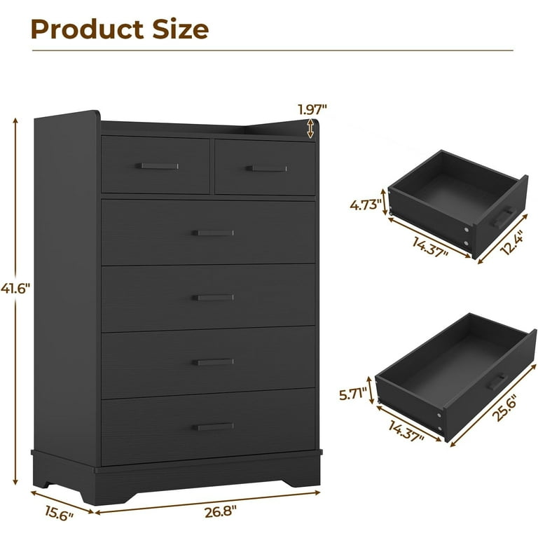 Cómoda Vertical de 6 Cajones, Mueble de Almacenamiento para