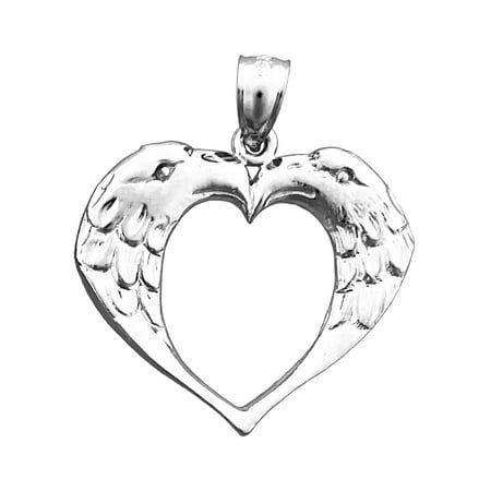 Rhodium Plated 925 Sterling Silver Two Eagles Heart Designer Pendant