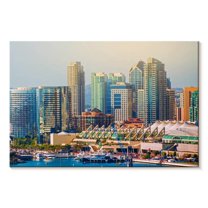 Elephant Stock City Of San Diego Wall Art - Horizontal Canvas Wall Art - Living Room Wall Decor - City Canvas - Blue And Beige Decor - 39" x 26"