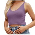 thumbnail image 4 of Wycnly Tank Tops for Women Cozy Fluffy Slim Fit Vest Going out Cropped Tops Summer Solid V-Neck Sleeveless Shirts Fashion Blouses Purple s, 4 of 7