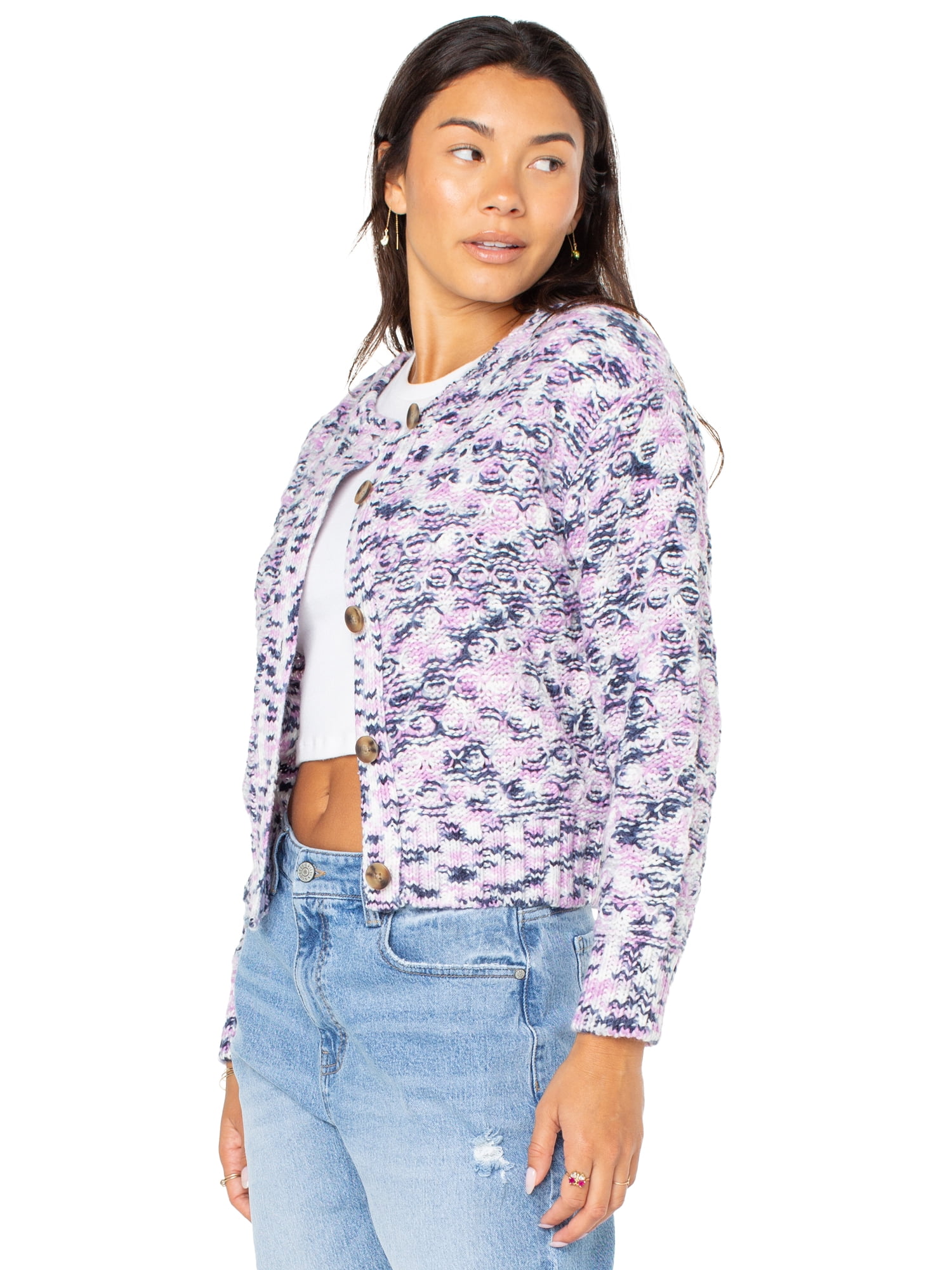 Celebrity Pink Women’s and Women’s Plus Marled Cardigan Sweater, Sizes XS-4X