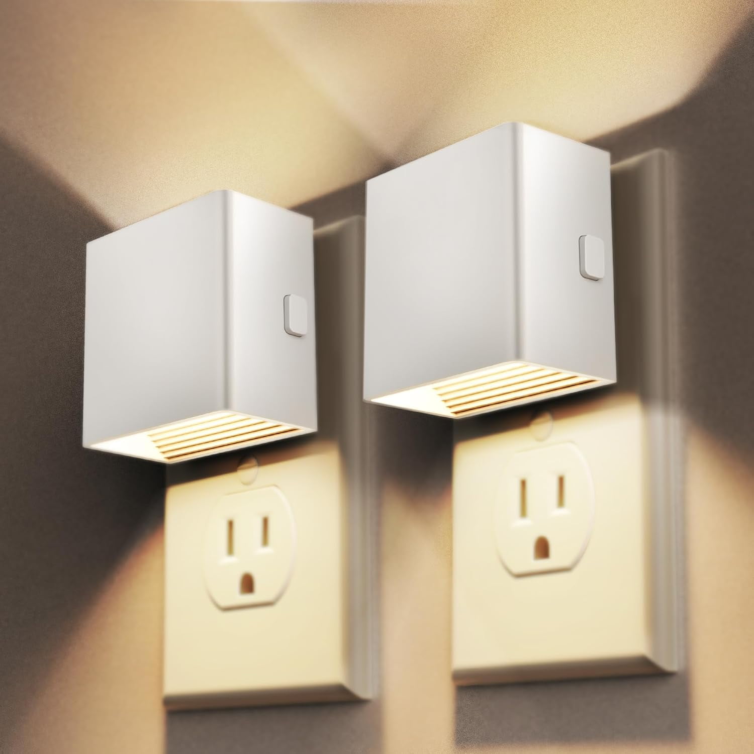 RGHJAR-LED Night Lights Plug into Wall [2 Pack], Plug in Nightlight, 3 Level Brightness Adjustable Night Light, Dusk to Dawn Sensor, Nightlights for Adults, Bedroom, Bathroom, Hallway, White