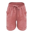 thumbnail image 5 of larppty Women Shorts for Seniors Summer Casual High Waisted Drawstring Wide Leg Womens Gauze Short Shorts（Watermelon Red， S）, 5 of 8