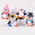 thumbnail image 3 of 1 Juego/4 piezas de Mini figura decorativa con forma de pingüino de invierno, decoración navideña para el hogar, artesanía de resina, adorno para el hogar Ormromra WLJ-0285, 3 of 4