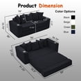 thumbnail image 5 of Leumius 76" Convertible Sofa Bed,Corduroy Boneless Couch with Cup Holders & Pocket,2-in-1 Sleeper Sofa Pull-out Couch Bed with 5 Pillows, Living Room, Small Spaces, Bedroom, No Assembly,Black, 5 of 5