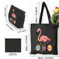 thumbnail image 3 of GOSMITH Packing Books Easter Flamingo Easter Bunny Egg Basket Funny Easter 2 Pcs Canvas Tote Bags Cute Aesthetic Tote Bags with Zipper Black, 3 of 8