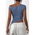 thumbnail image 2 of Remera PRETTYGARDEN 2025 Crop Top con Hombro Descubierto y Fruncido XL Gris Azul, 2 of 8