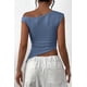 thumbnail image 2 of Remera PRETTYGARDEN 2025 Crop Top con Hombro Descubierto y Fruncido XL Gris Azul, 2 of 8