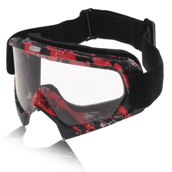 Unique Bargains Motorcycle Riding Goggles PC TPU Cycling Sunglasses Clear Lens Red Black Frame