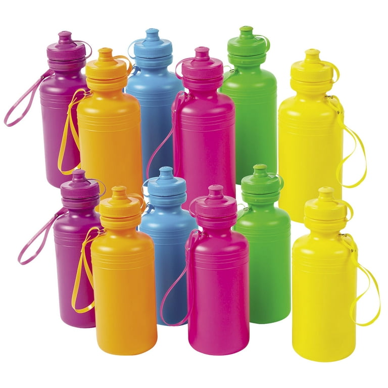 Water Bottle with Push Cap 20 oz. Set of 6, Bulk Pack - Reusable, Leak  Proof, Perfect for Gym, Hiking, Camping, Outdoor Sports - Neon Pink 