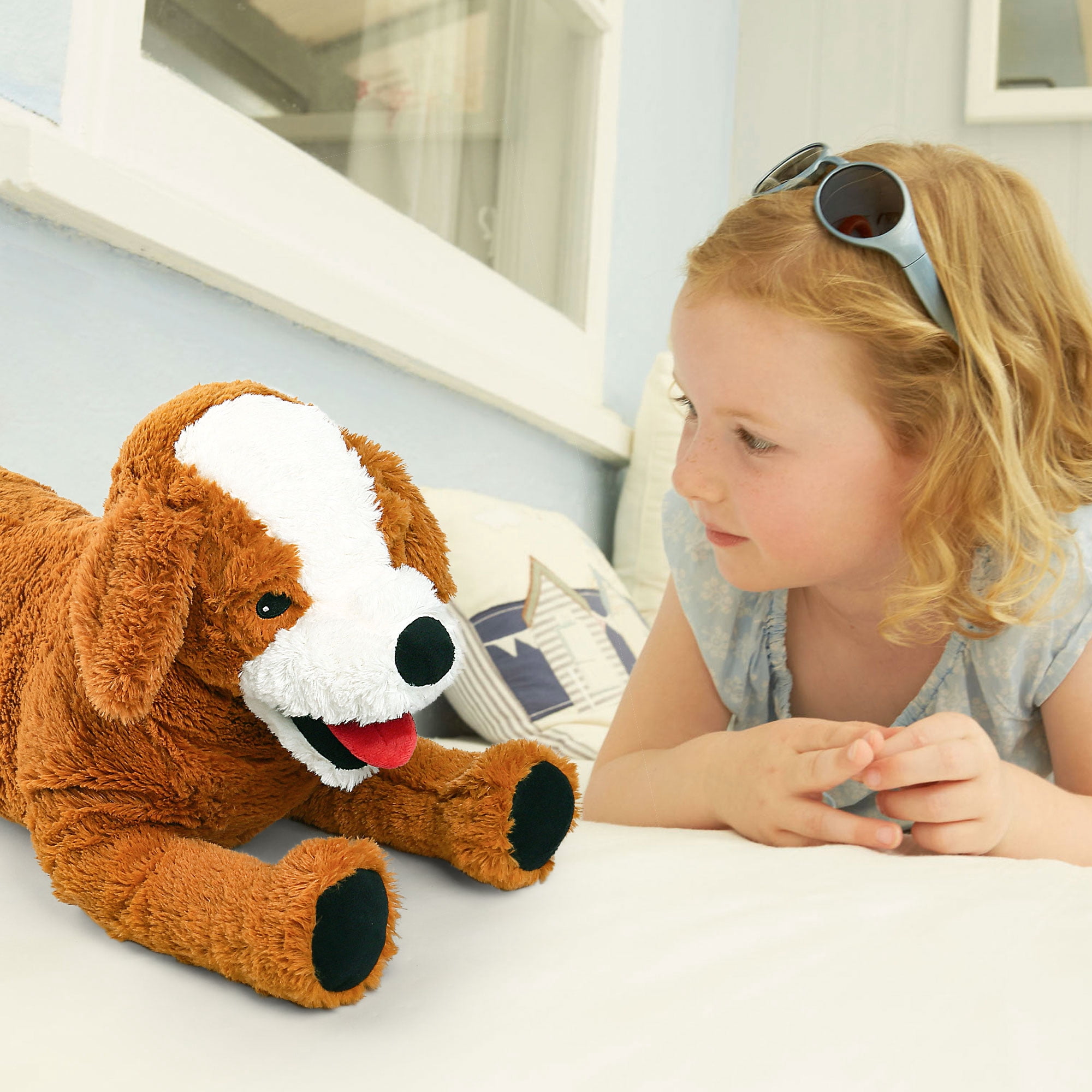 LotFancy 27 in Dog Stuffed Animal, Large Retriever Plush Toy Gift for Kids Girls, Brown