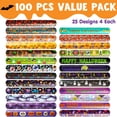 thumbnail image 2 of Joyfy 100 Pcs Halloween Slap Bracelets for Kids,Halloween Toys Bulk with Spider,Pumpkins,Animal Print for Prizes Gift Trick or Treat Party Favors,Halloween Crafts for Kids,Classroom Favors, 2 of 6