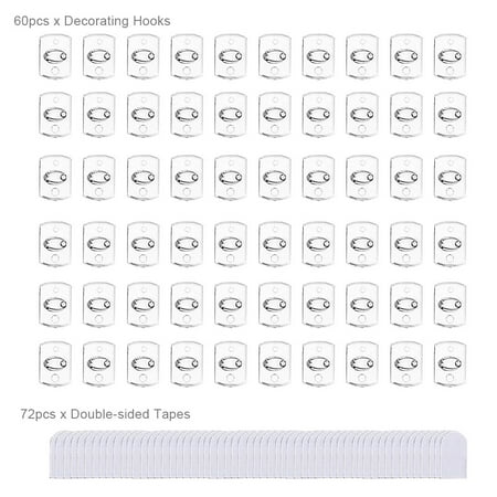 

60pcs For String Light Wall Hanging Decorating Hook Mini Clear Adhesive