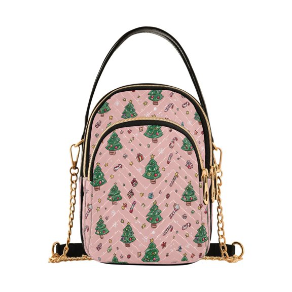 Women's Crossbody Handbag Shoulder Handbag 5.91x3.15x8.27 Inch Bank Card Bag Cash Bag Key Bag Beautiful Green Christmas Tree