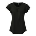 thumbnail image 4 of YOTMKGDO Summer Outfits for Women, Womens Short Sleeve Tops, Womens Tops Dressy Casual Shirred V Neck T Shirts Ruffle Sleeve Tops Summer Fashion T Shirt, Plain T Shirts for Women, L, 4 of 4