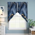 thumbnail image 6 of Navy Blue Marble Kitchen Window Curtains, Swag Curtains Valance for Bedroom Living Room Bathroom, Modern Contemporary Art Rod Pocket Window Treatment Curtain Block Drapes 2 Panels 36"x45", 6 of 9