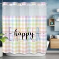 thumbnail image 6 of Happy Easter No Hooks Shower Curtain with Snap-in Liner Colorful Pink Blue Yellow Green Plaid Watercolor Shower Curtains for Bathroom, Waterproof, Easy Install, Washable 72"x72", 6 of 9