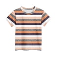 thumbnail image 4 of CYRBOKO Boys Summer Shirts, Short Sleeve Striped Casual Basketball Sports Top Orange Size 7-8 T, 4 of 4