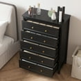thumbnail image 6 of DIYART 5 Drawer Dresser for Bedroom, 42" Tall Chest of Drawers with Golden Handles, Modern Wooden Bedroom Storage Cabinet for Living Room and Closet, Black, 6 of 7