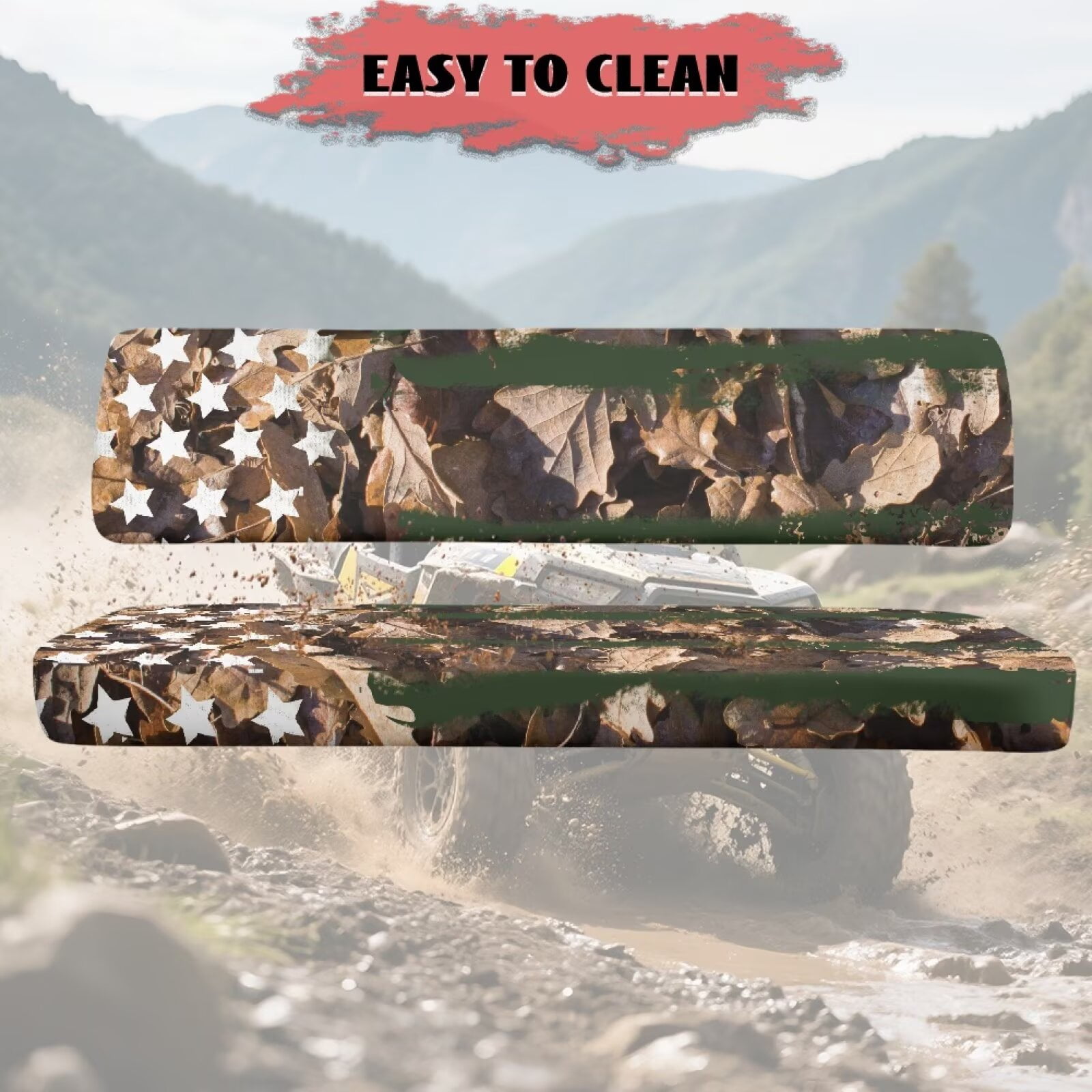 Binienty 2 Piece UTV Seat Cover Set American Flag Branch Camo UTV Front Seat Covers Compatible with Kawasaki Mule 300 3010 3020 4000 4010 2001-2023 2025 Patriotic Seats Cover for Mule Accessory Parts
