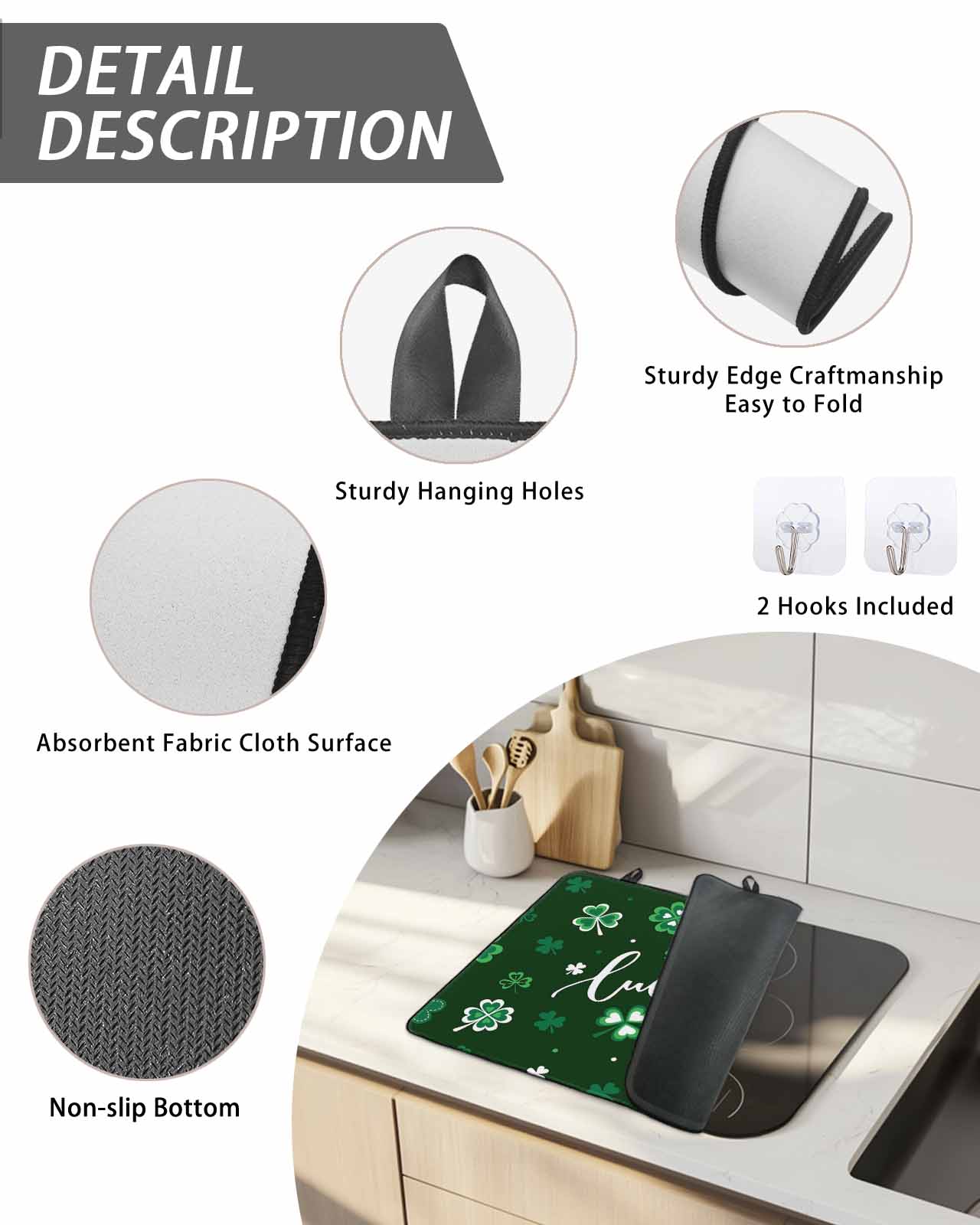 Stove Top Covers for Electric Stove, Lucky Ireland, Glass Stovetop Cover Protector, St. Patrick's Day Spring Shamrock Green Induction Cooktop Protector Oven Mat for Kitchen Countertop 24"x21"
