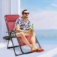 thumbnail image 3 of Patiojoy Oversized Zero Gravity Lounge Chair Folding Recliner w/ Cup Holder & Pillow, Wine Red, 3 of 9