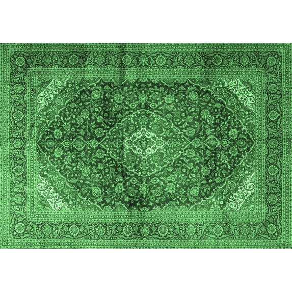 Ahgly Company Indoor Rectangle Persian Emerald Green Traditional Area Rugs, 4' x 6'