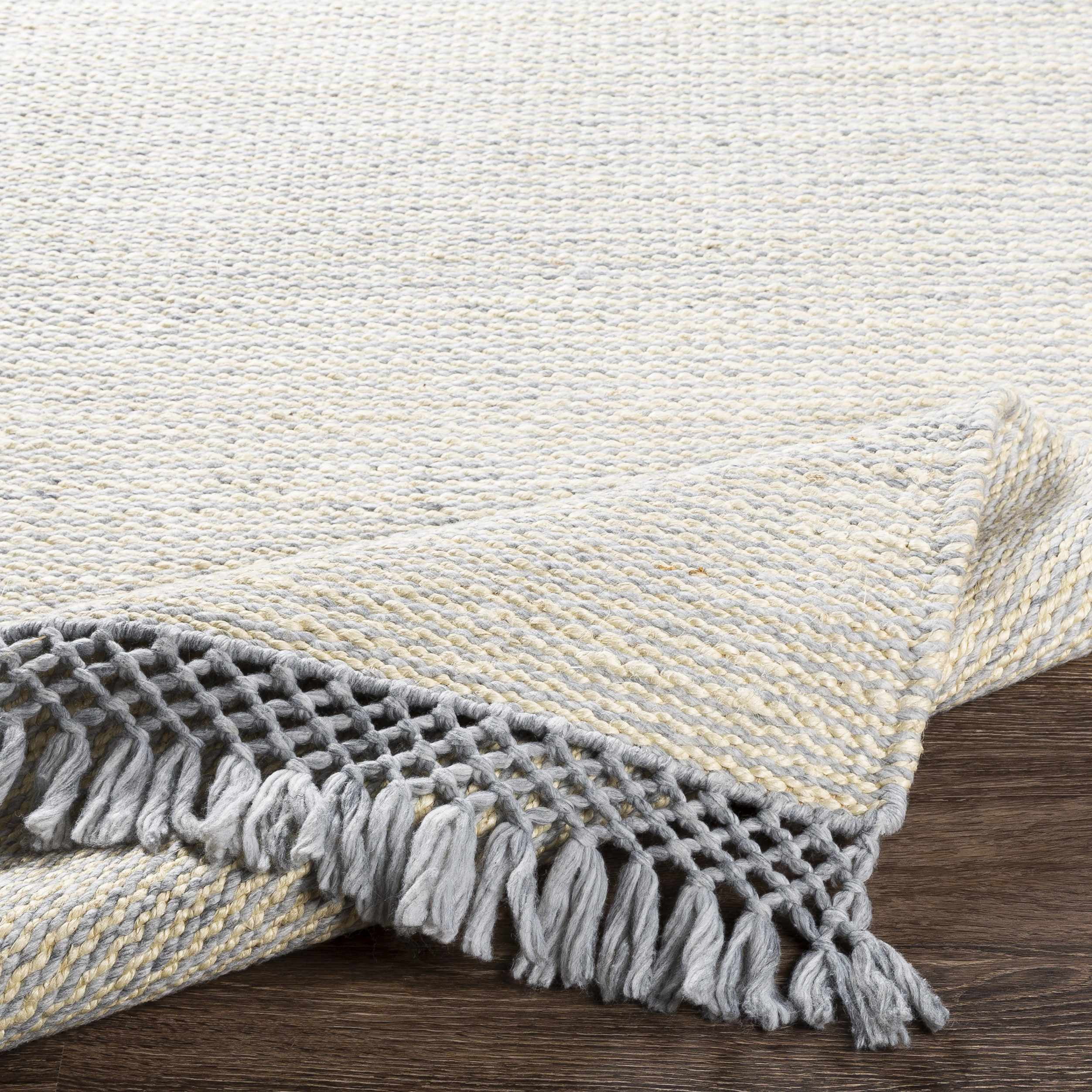 Hauteloom Mattaponi Jute Living Room, Bedroom Area Rug - Contemporary - Slate Blue, Pale Blue, Cream - 5' x 7'6"