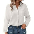 thumbnail image 2 of VgaVtl Collared Women Shirts Long Sleeve Fall Winter Women Plus Size Tops Dressy Solid Color Leisure Button Down Beige Shirts,L, 2 of 6