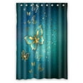 thumbnail image 1 of Cortina de Ducha ABPHQTO poliéster impermeable Textura Azul con mariposas doradas 120x180 cm, 1 of 1